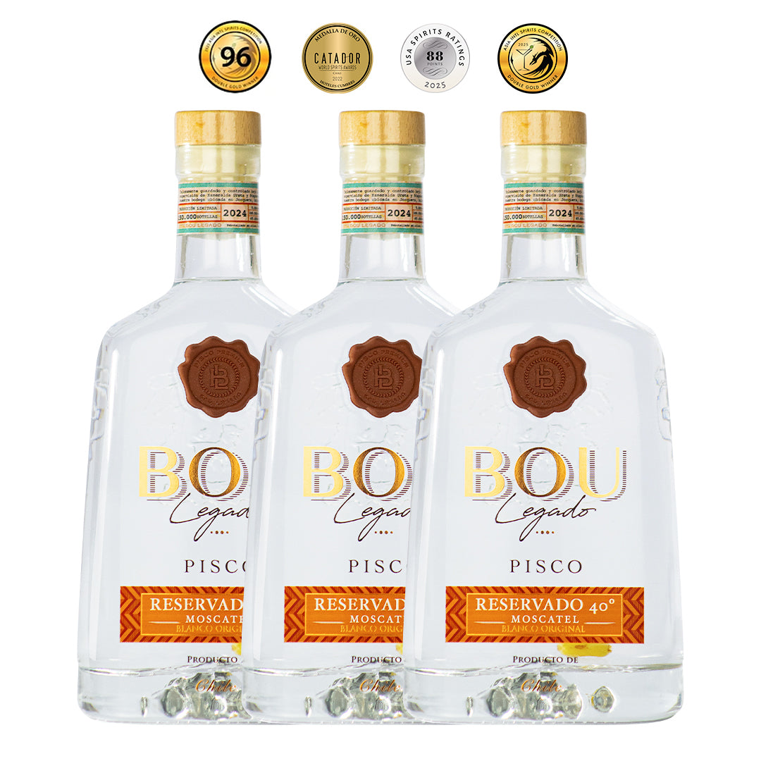 Pisco Bou Legado Blanco 40º x 3