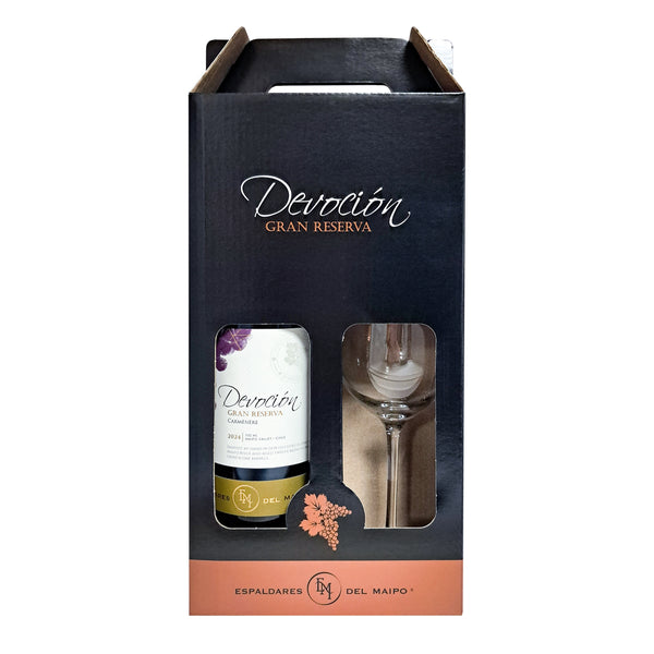 Pack Vino Devoción Gran Reserva Carmenere + Copa