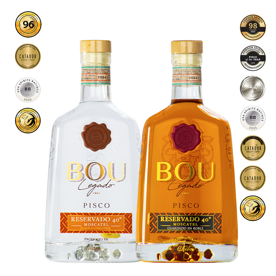 Pack Pisco Bou Legado Roble 40º + Pisco Bou Legado Blanco 40º
